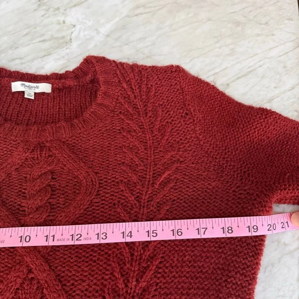 Madewell Firelight Cable Knit Pullover Sweater in a wool and alpaca blend size M